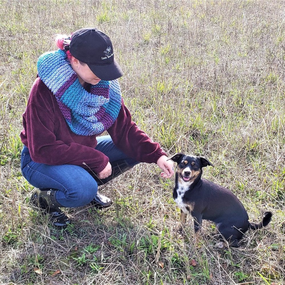 Blues & Purple Handmade Knit Infinity Scarf